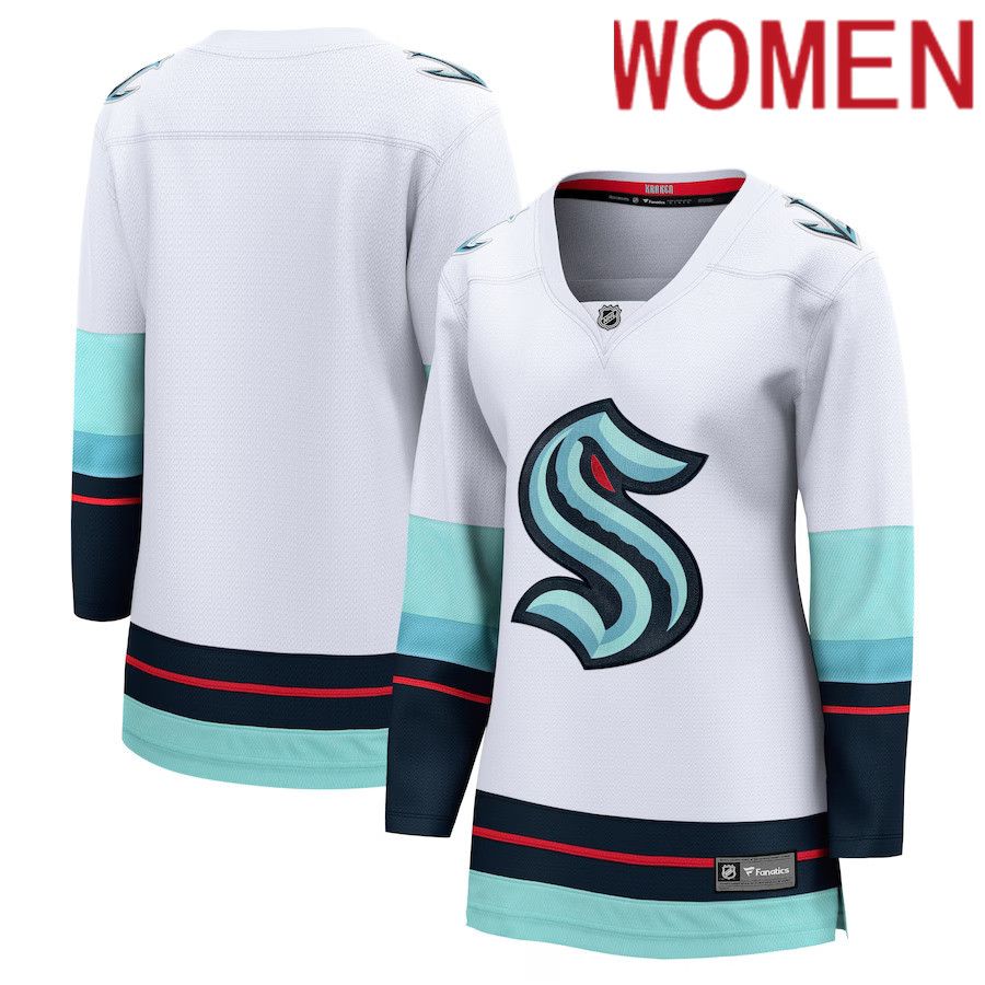 Women Seattle Kraken Fanatics Branded White Away Breakaway NHL Jersey->women nhl jersey->Women Jersey